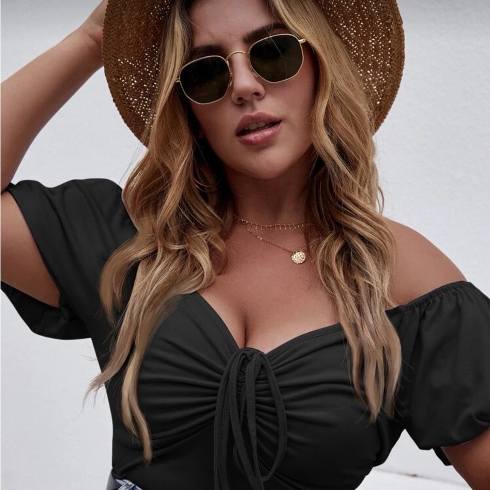SHEIN Black Off-Shoulder Blouse